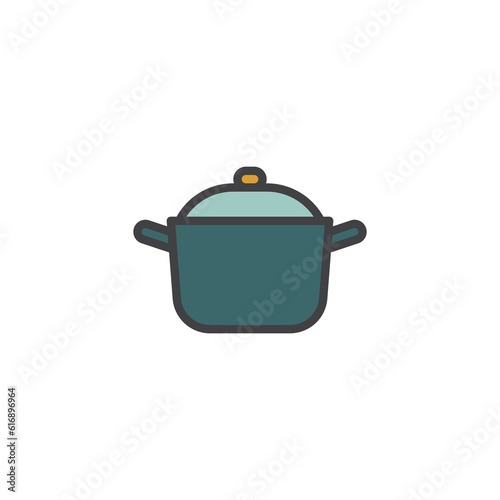 Saucepan, pot filled outline icon