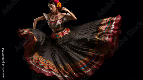 Bailarina, tradicional, folklore colorido. ia generada