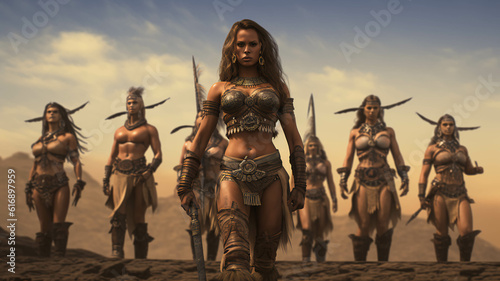 tribu mujeres guerreras salvajes. ia generada