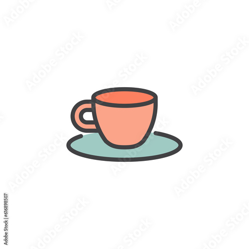 Tea cup and saucer filled outline icon