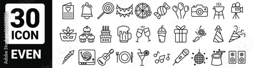 Vector even Line Outline Icon Set
