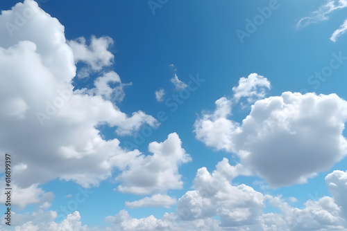 Blue Sky Background with White Cloud  AI Generated.