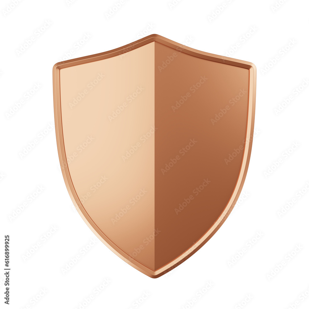bronze badge shield guard protect isolated on white background element