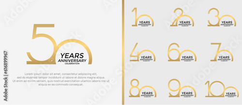 set of anniversary logo gold color on white background for celebration moment