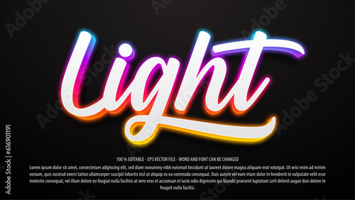 Editable 3d text effect light mock up