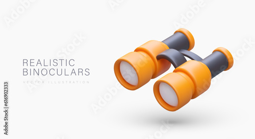 Photography Realistic orange binoculars with shadows
