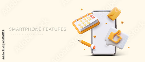 Phone settings, model features. Software installation assistance. Connecting mobile operator. Unlocking gadgets. Realistic illustration in plasticine style. Advertising concept with text
