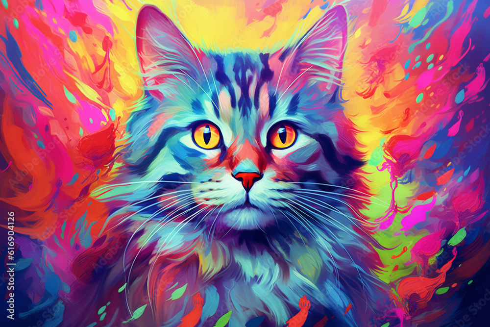 Fototapeta Vibrant and bright and colorful animal portrait poster.  