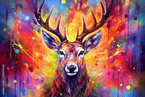 Vibrant and bright and colorful animal portrait poster.   photo