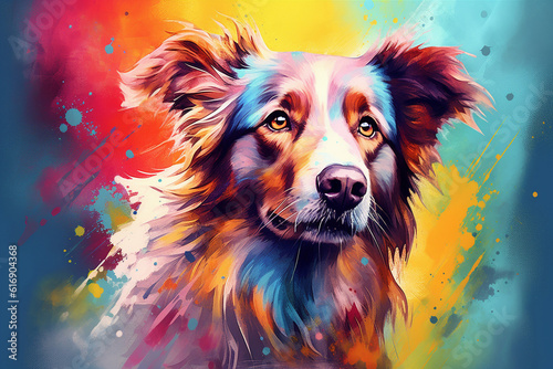 Vibrant and bright and colorful animal portrait poster. 