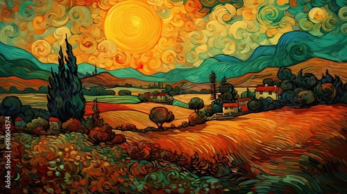 Landschaft im Stil von Vincent van Gogh