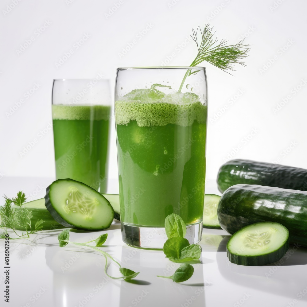 Cucumber juice isolated on white background. Generative AI Cucumber juice isolated on white background. Generative AI