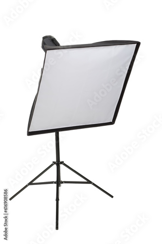 studio flash with soft-box isolated on a white background
