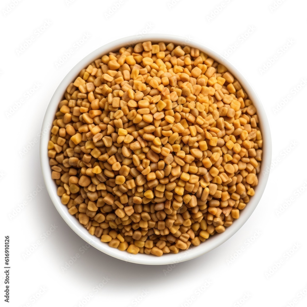 Fenugreek seeds isolated on white background. Generative AI Fenugreek seeds isolated on white background. Generative AI