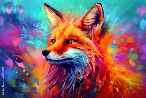 Vibrant and bright and colorful animal portrait poster.   © xartproduction
