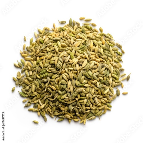 Fennel seeds isolated on white background. Generative AI