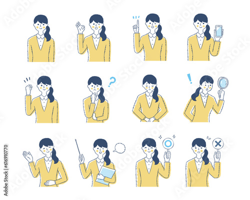 案内係の女性の表情　バリーエーションセット
