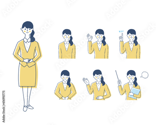 案内係の女性の表情　バリーエーションセット
