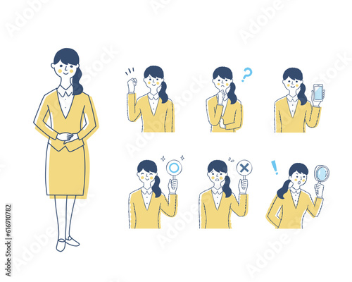 案内係の女性の表情　バリーエーションセット