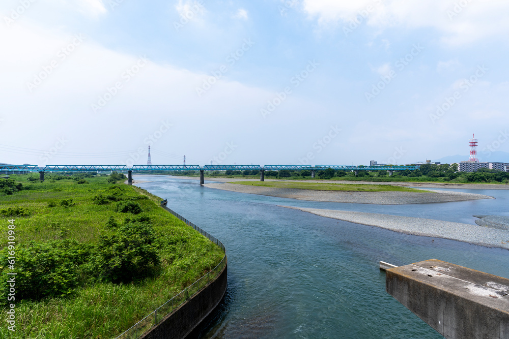 神奈川を流れる相模川の風景