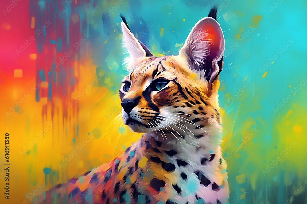 Obraz premium Vibrant and bright and colorful animal portrait poster. 