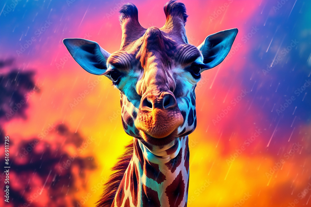 Vibrant and bright and colorful animal portrait poster.   - obrazy, fototapety, plakaty 