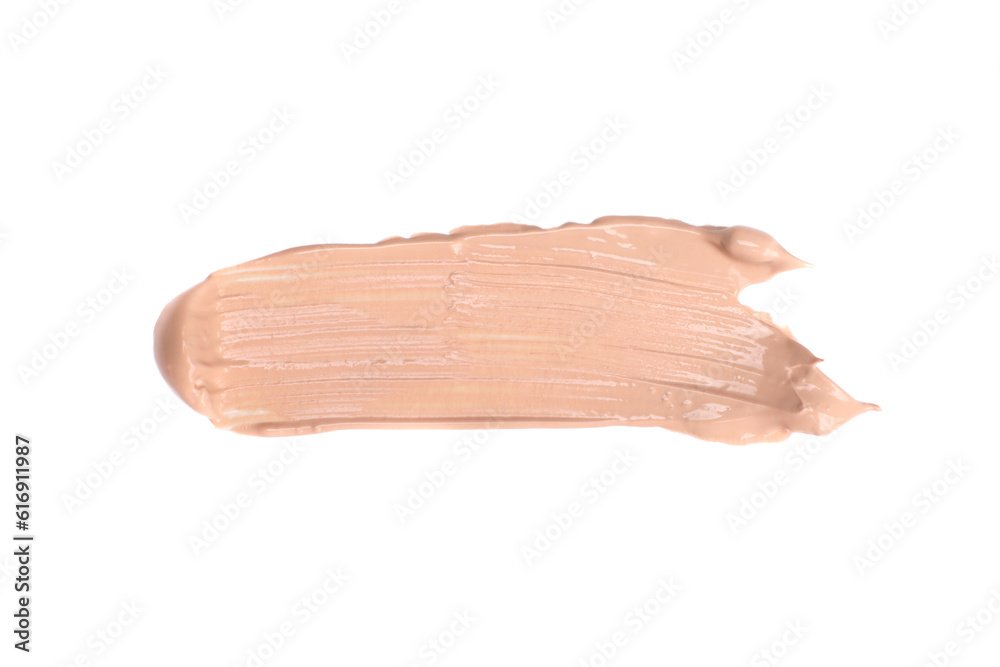 Smudged beige foundation cream isolated on white Smudged beige foundation cream isolated on white