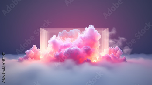 Abstract Minimalist Pastel Cloud Background with Glowing Neon Modern and Vibrant Designs Generative ai © Sara_P