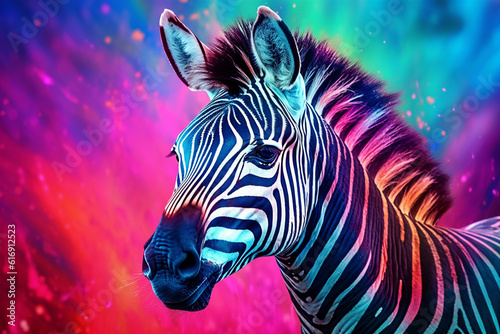 Vibrant and bright and colorful animal portrait poster. AI generated