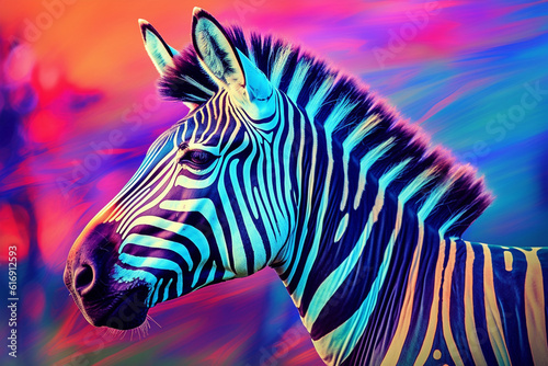 Vibrant and bright and colorful animal portrait poster. AI generated