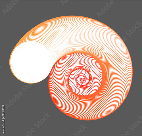 Wallpaper Mural Orange and red spirograph shell blend lines logo isolated on grey background. Abstract seashell symbol vector illustration. Torontodigital.ca