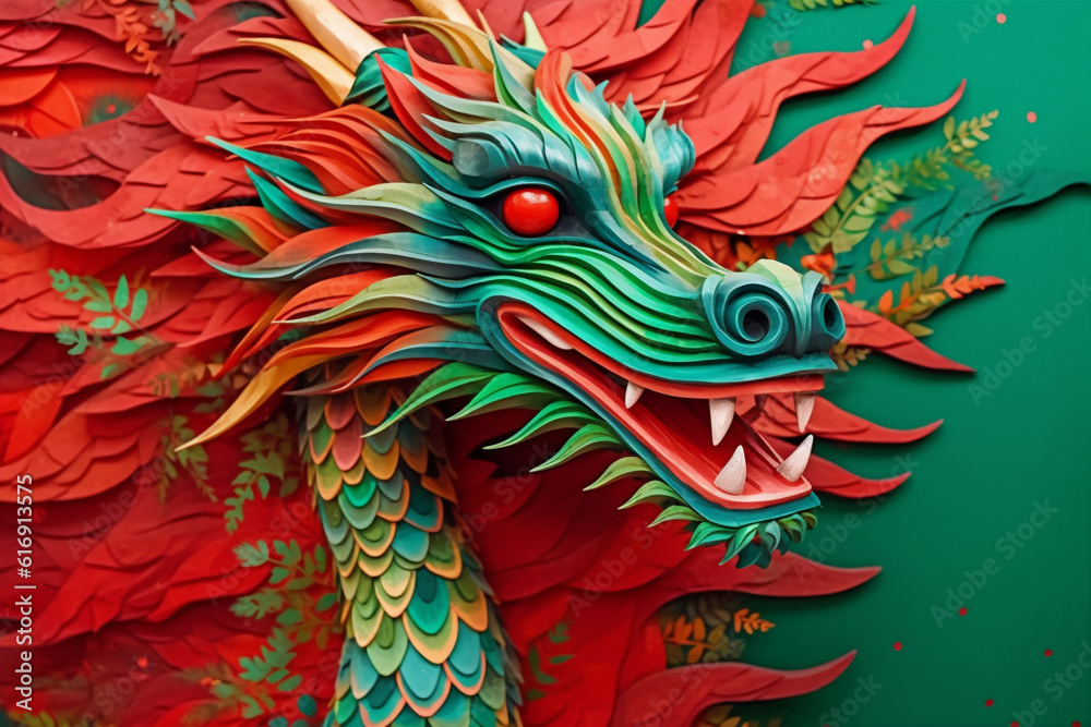 Chinese new year 2024 background , Year of the Green Dragon. Ai generated. Chinese new year 2024 background , Year of the Green Dragon. Ai generated.