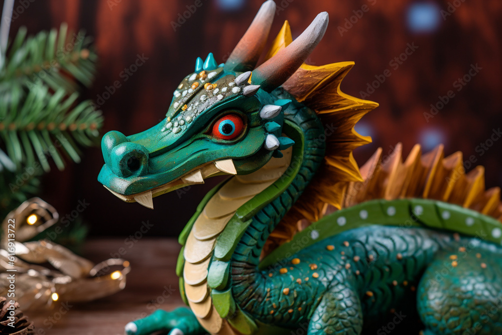 Obraz premium Chinese new year 2024 background , Year of the Green Dragon. Ai generated.