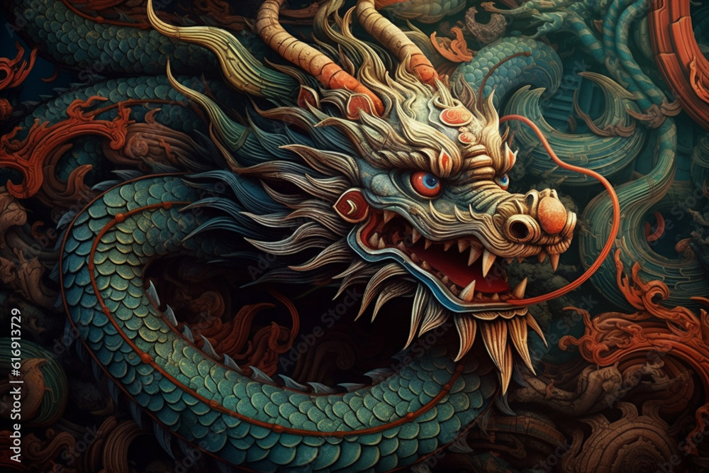 Chinese new year 2024 background , Year of the Green Dragon. Ai generated. Chinese new year 2024 background , Year of the Green Dragon. Ai generated.