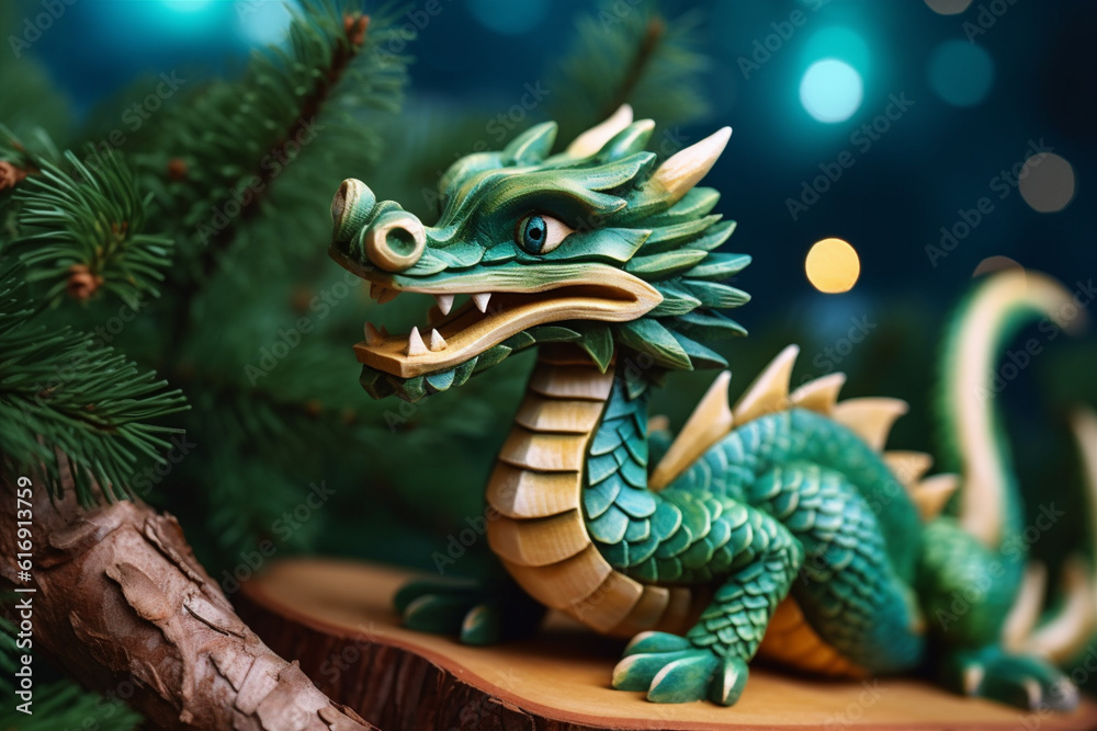 Fototapeta premium Chinese new year 2024 background , Year of the Green Dragon. Ai generated.