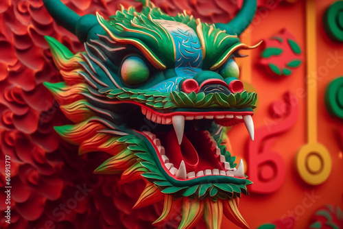 Chinese new year 2024 background , Year of the Green Dragon. Ai generated.