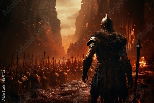 Leonidas Leading Spartans at Hot Gates