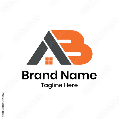 Letter AB house  logo, creative  and simple real estate monogram logo style
 