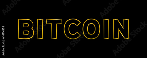 Bitcoin gold title, luxury metallic opulent sign.