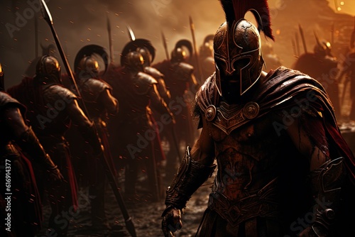 Leonidas Leading Spartans at Hot Gates