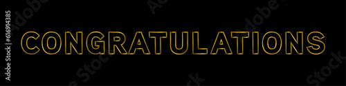Congratulations 3d Gold metallic word, thin gradient lines