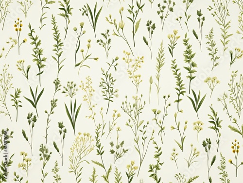Botanical pattern background. Simple and minimalistic.  © Denis