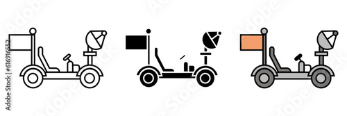 Lunar Rover Icon, The Lunar Rover icon represents a vehicle designed for exploration on the moon's surface.