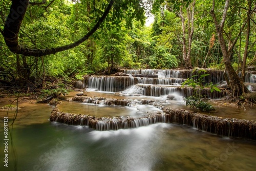 a waterfall in the jungle