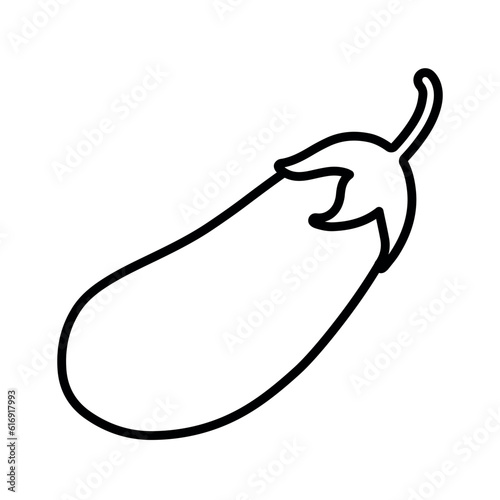 Black Line Eggplant Coloring Page Vegetable Vector Illustration Image on White Background