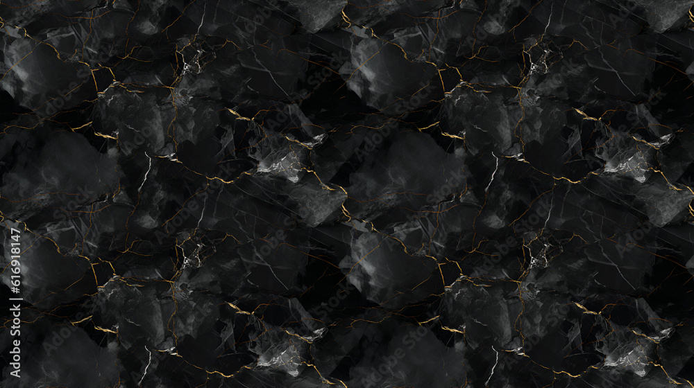 marbre noir, texture seamless sans bords pouvant se répéter à l'infini - IA générative