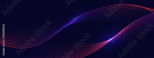 Abstract dark background with glowing wave. Technology hi-tech futuristic template. Vector illustration