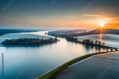 sunset over the river