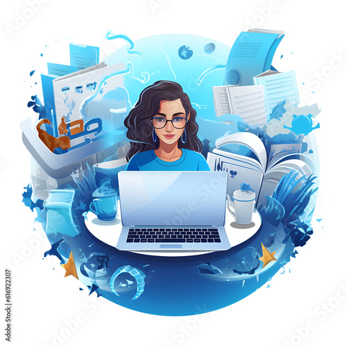copywriter computer icon with writing and computer illustrations and text, 