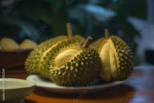 Group of durian in the market